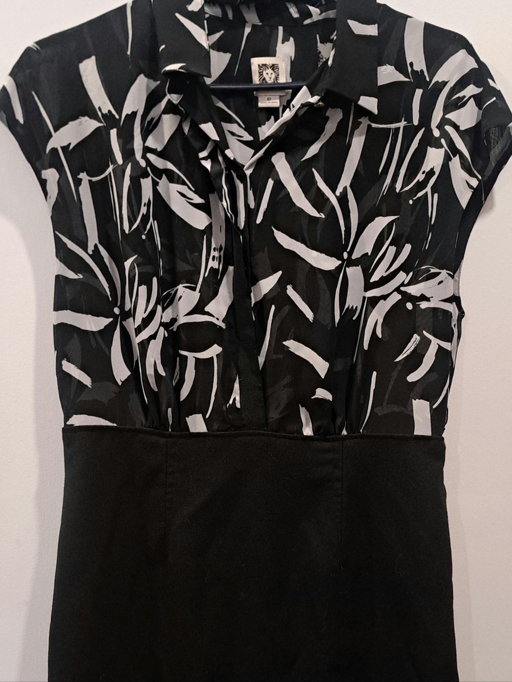 Anne Kliein Black & White Printed Top Dress